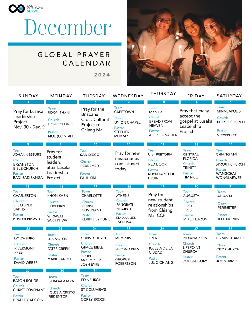 December Prayer Calendar