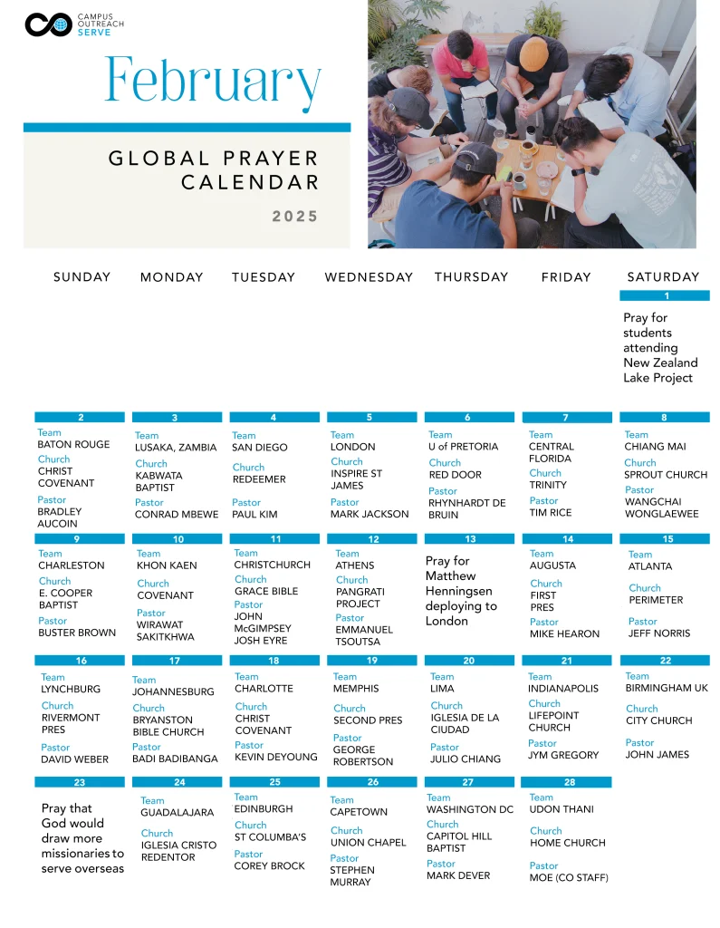 February Prayer Calendar
